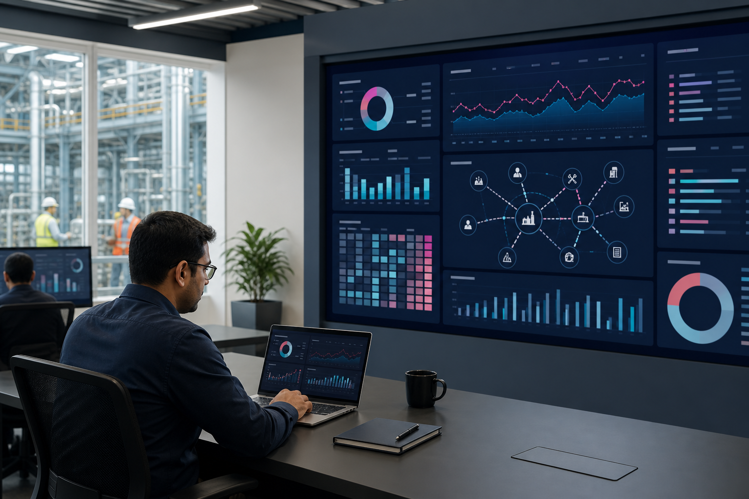Safety leader reviewing connected operational safety data